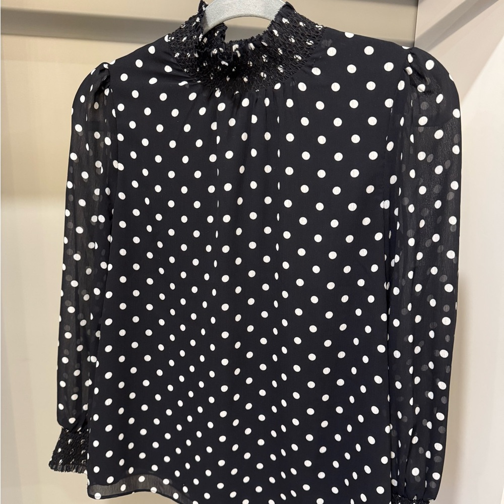J.Crew Black and White Polka Dot blouse in XXS
